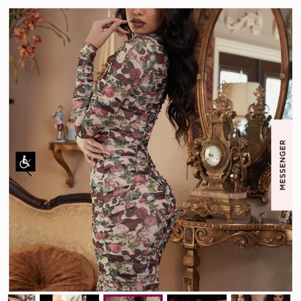 House of Cb roseanne green floral long sleeve midi dress